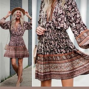 🆕 NWT Current Air Floral Long Sleeve Dress Size Medium